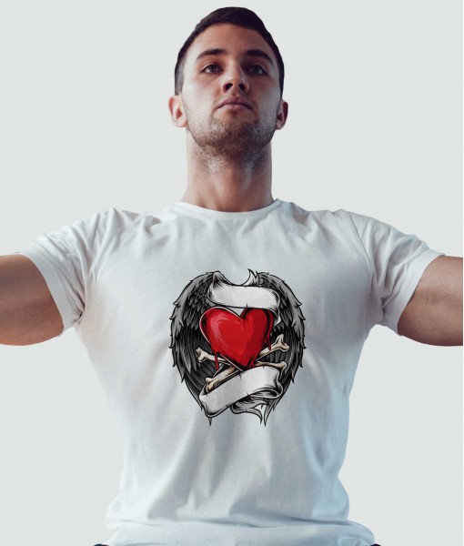 Мъжка тениска с щампа Готика Heart and crossbones